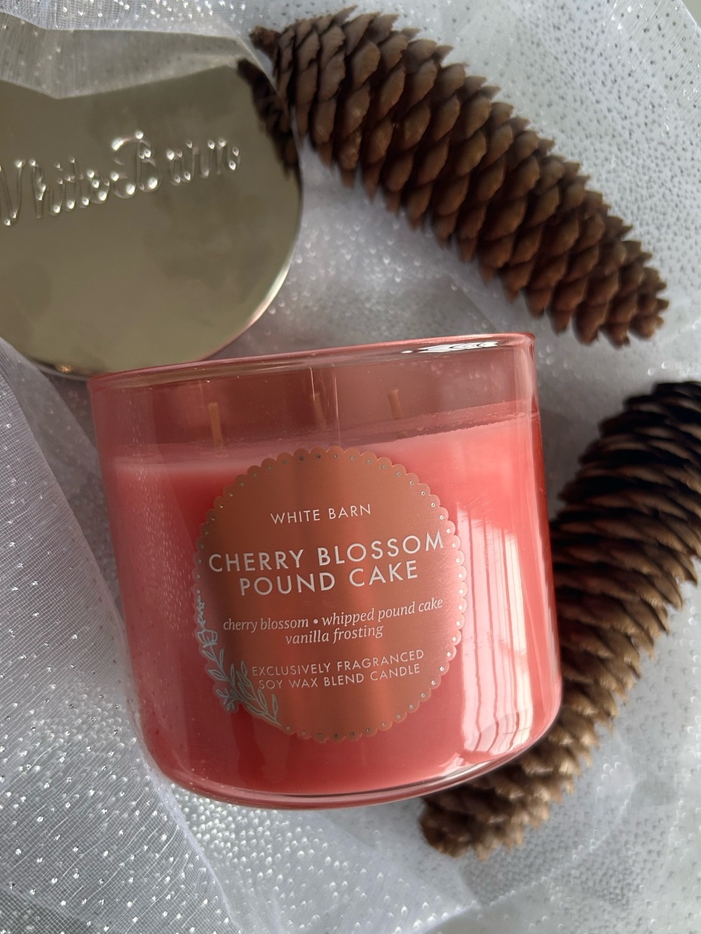 White Barn Cherry Blossom Pound Cake Candle - Coral Pink